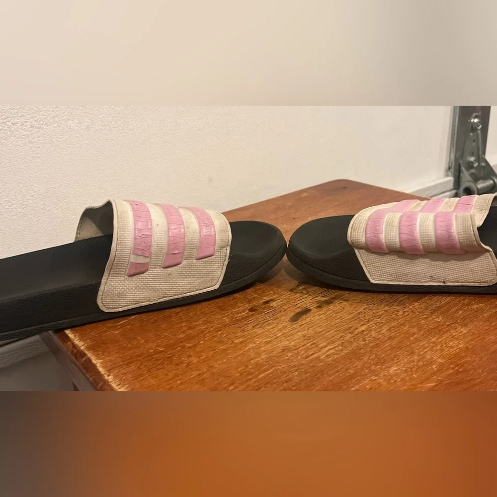 Adidas Navy Blue, Pink, & White Slides Slip-on Sandals Girls Size 4
